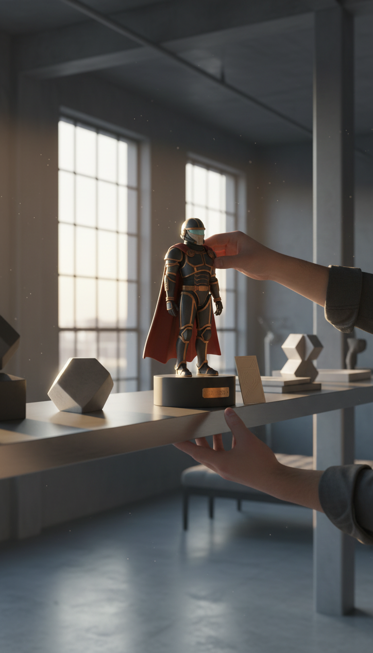 Retro Space Commander Chromed Armor Figure in use