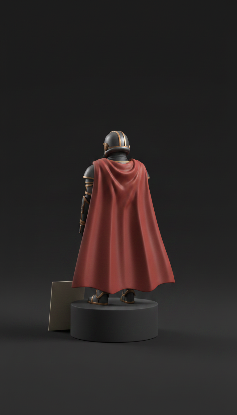 Alternate angle view of Retro Space Commander Chromed Armor Figure