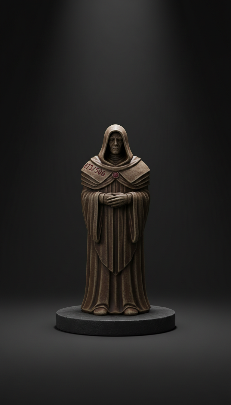 Requiem of the Watcher hand-numbered resin figure, Default arrangement is a 3/4 angle at desk height on dark wood or stone...