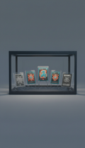 Rare trading card display case, Opt for a 3/4 angle that showcases the cards' details and packaging. Backgrounds should be...