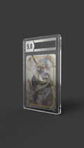Graded trading card game (TCG) slab, perfectly centered horizontally and vertically with equal negative space above and...