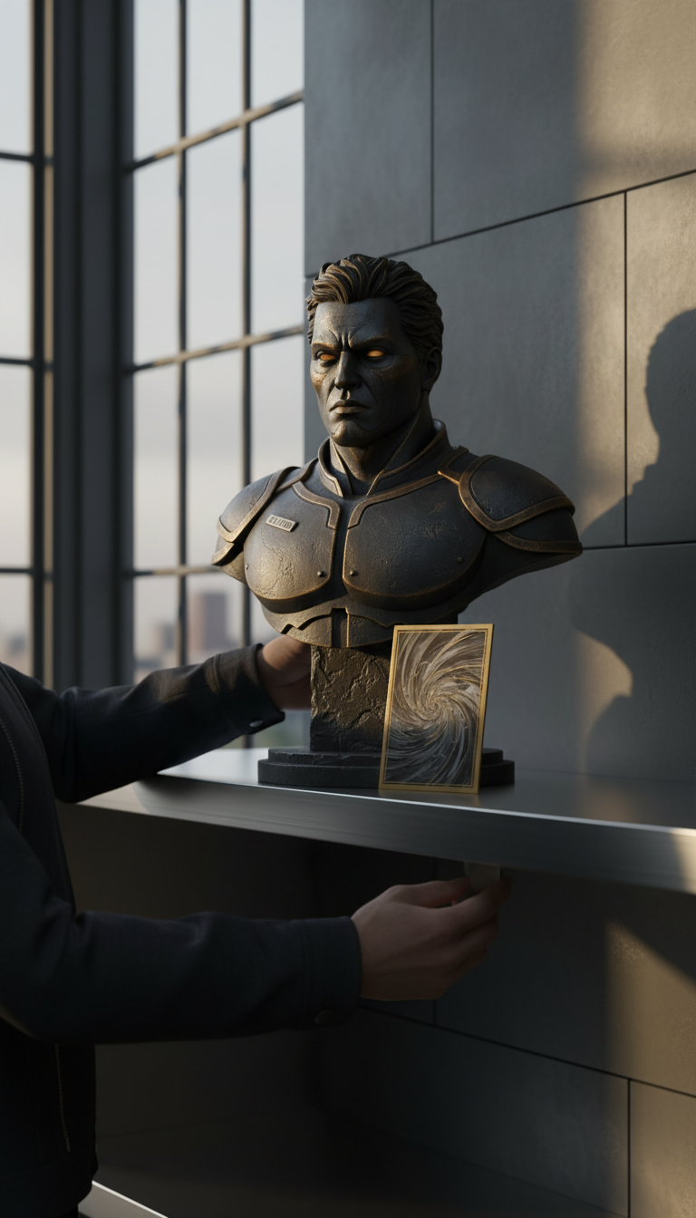 Artist-collaborated pop culture bust numbered edition in use