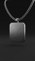 Brushed metal streetwear accessory, 3/4 angle as default for garments on mannequin or laydown (no flatlays), shot at...