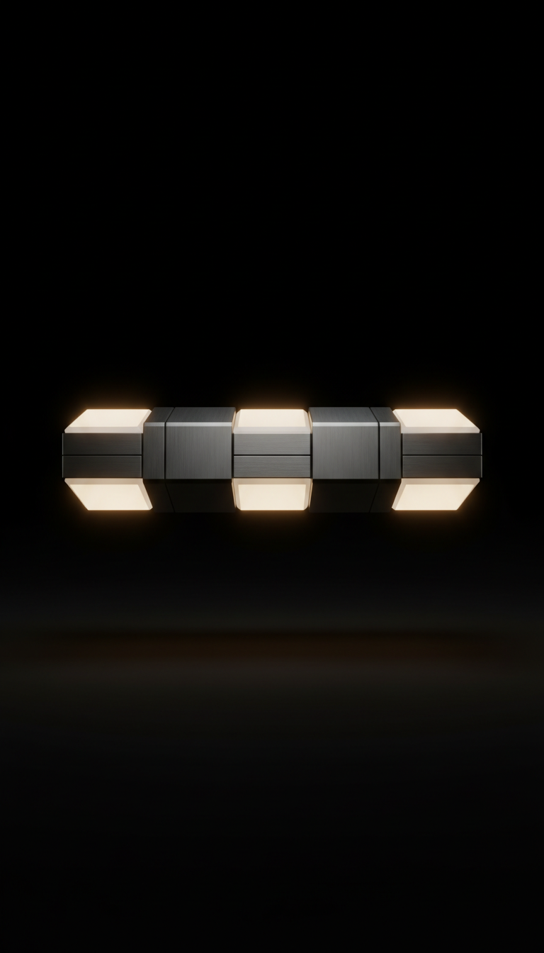 Modular LED ambient light bar, Three-quarter angle is default: showcases depth, engineering detail, and material quality...