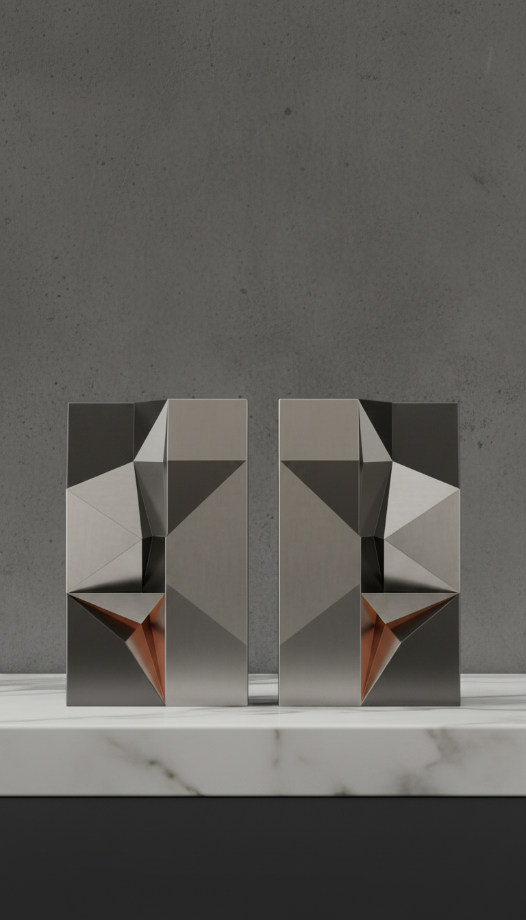pair of black geometric bookends in a new setting