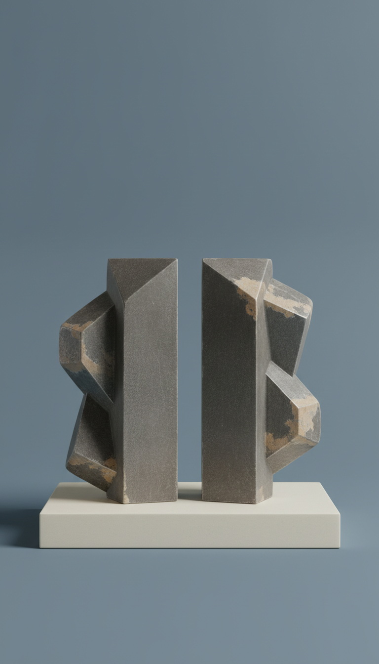 Graphite geometric bookend set, Single-object focus with a three-quarter angle that reveals both profile and depth of each...