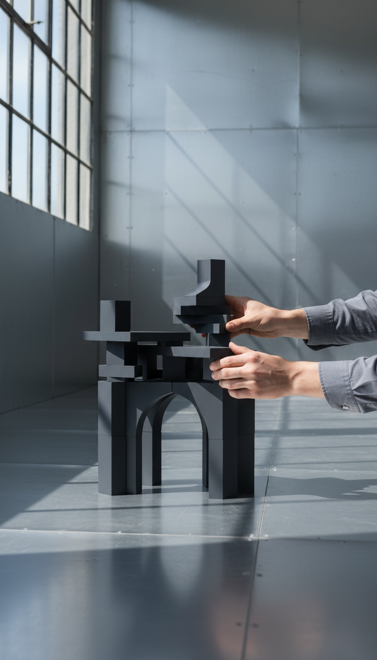 Building Blocks Set in Soft Charcoal in use