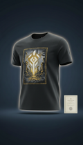 Premium screen-printed cotton t-shirt featuring iconic game artwork, Default: single product on pedestal at 3/4 angle,...
