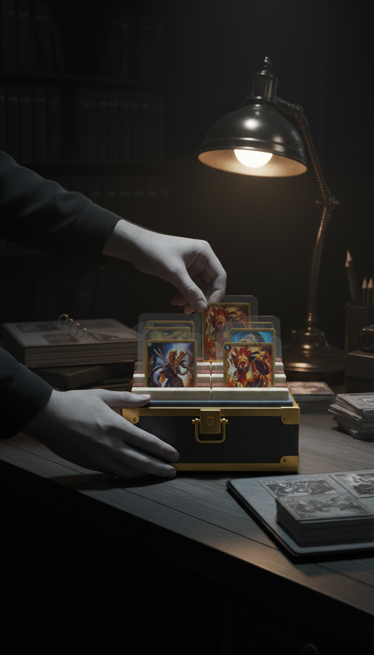 Collector’s Vault trading card case with seal in use