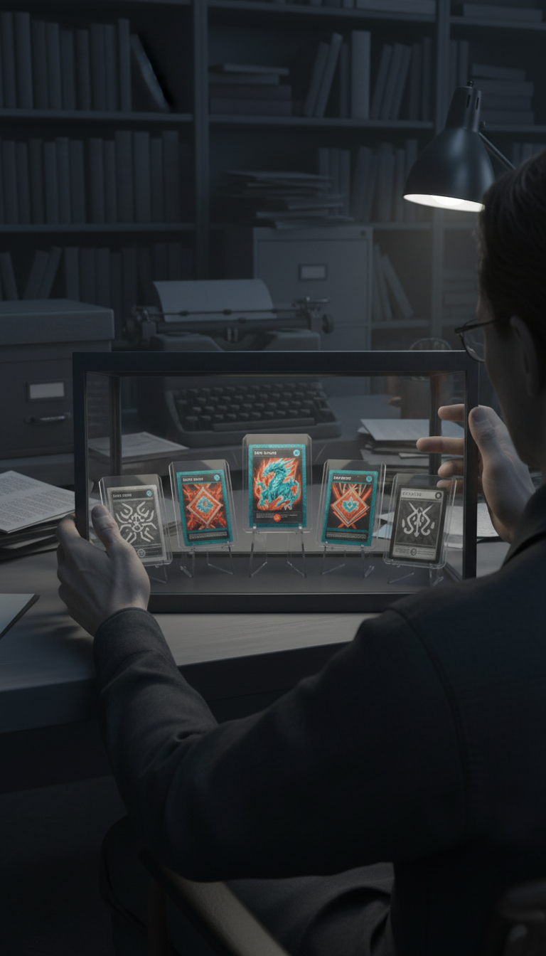 Trading Card Display Case in use