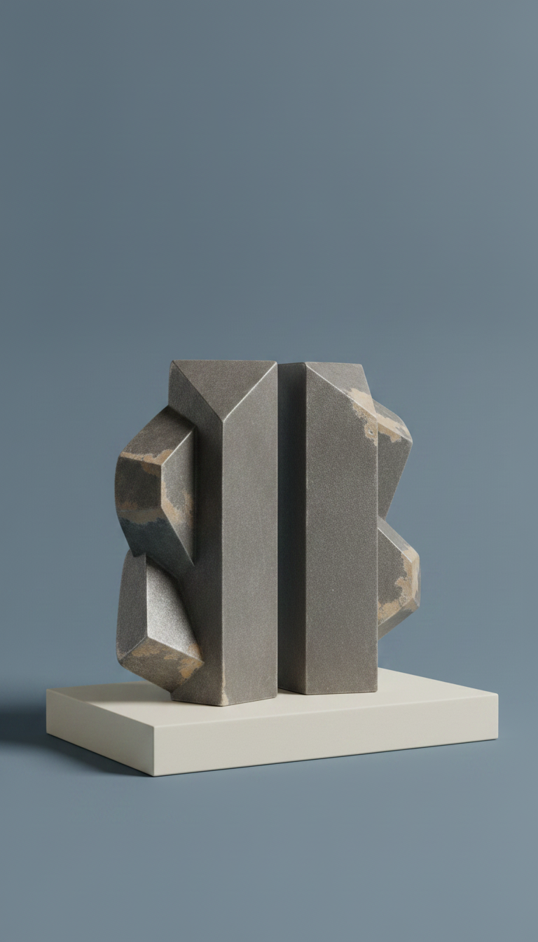Alternate angle view of Graphite Geometric Bookend Set