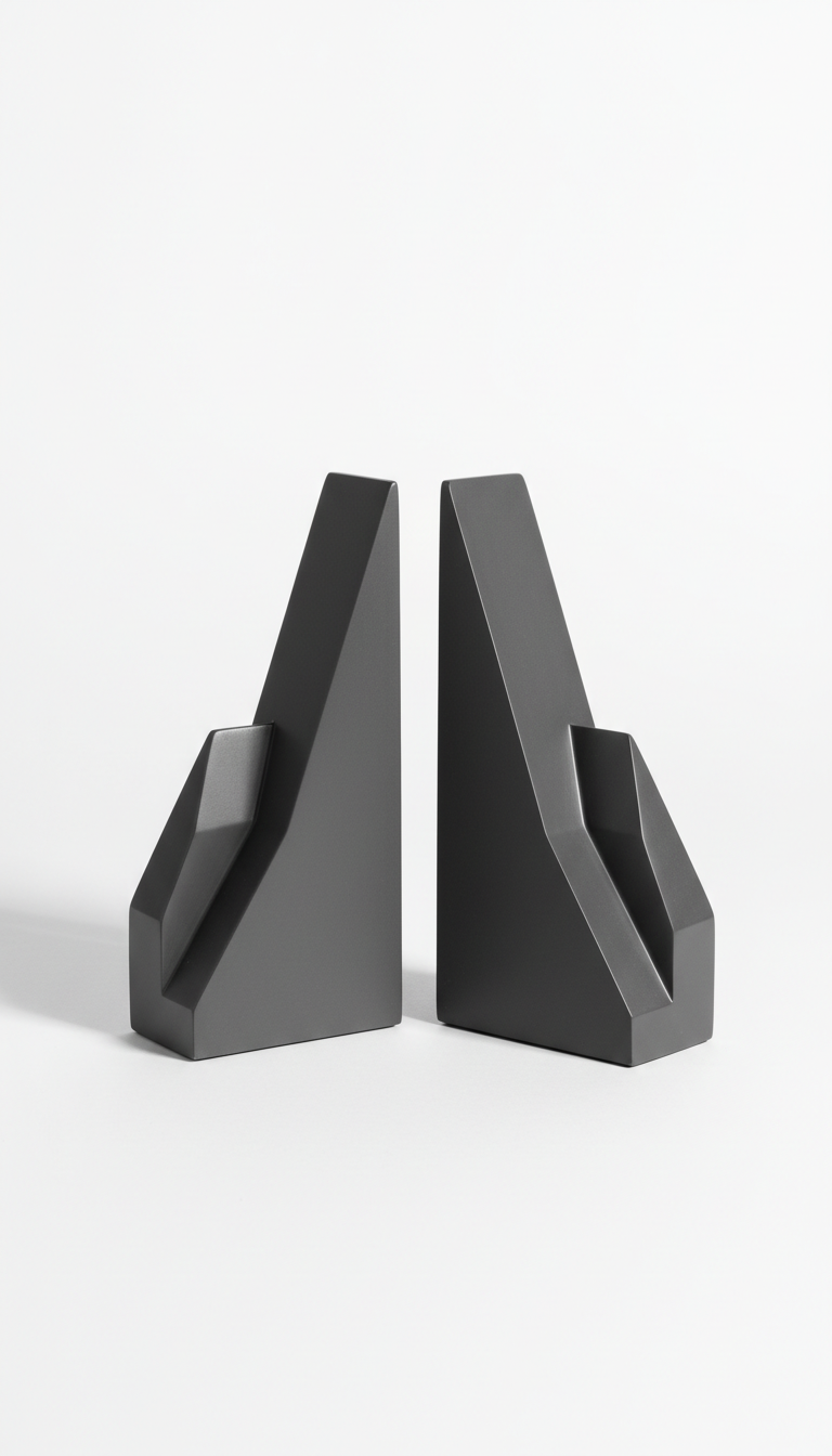 A stylish set of bookends in Charcoal, the bookends highlight their unique geometric design and high-quality finish....