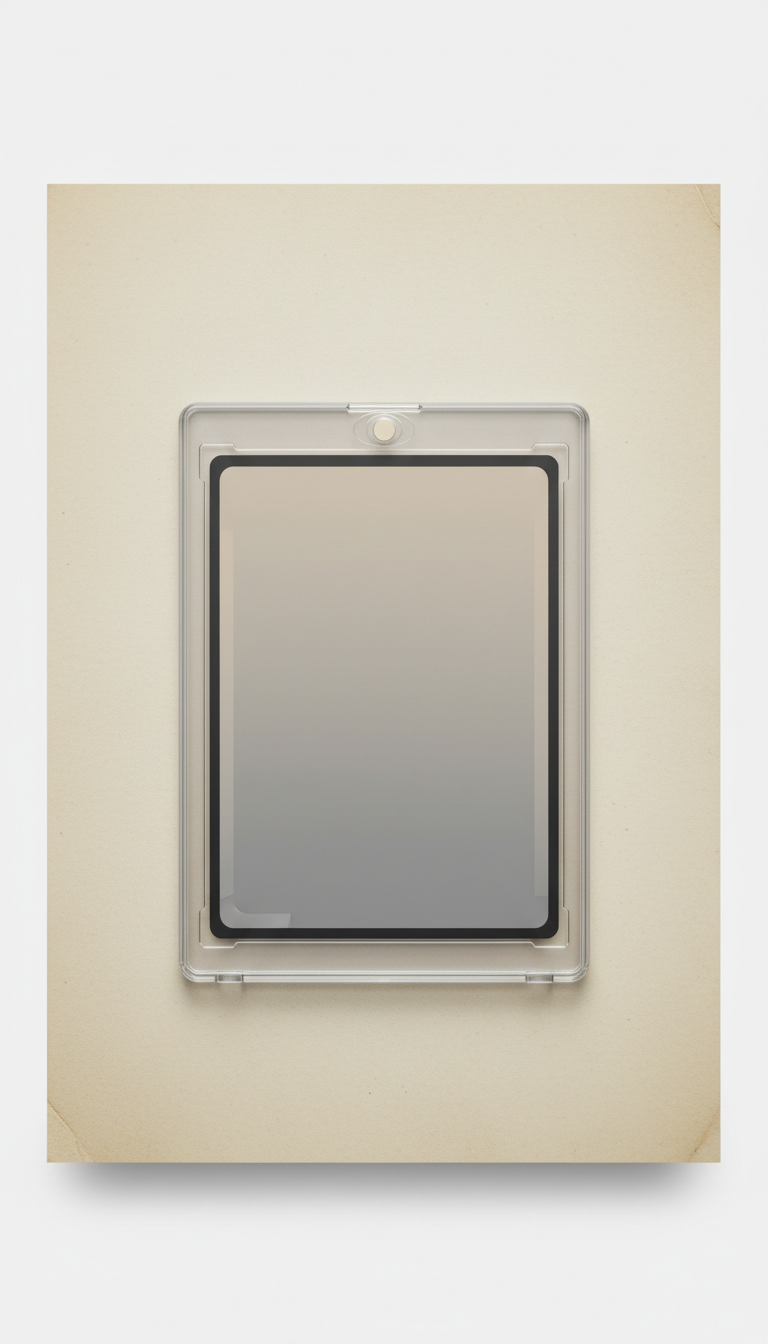 IGS Modern TCG Graded Slab, softly lit from above-left to reveal clarity of plastic and label detail. Background is clean...