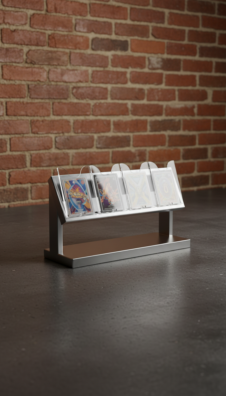 Modern Trading Card Display Stand in a new setting