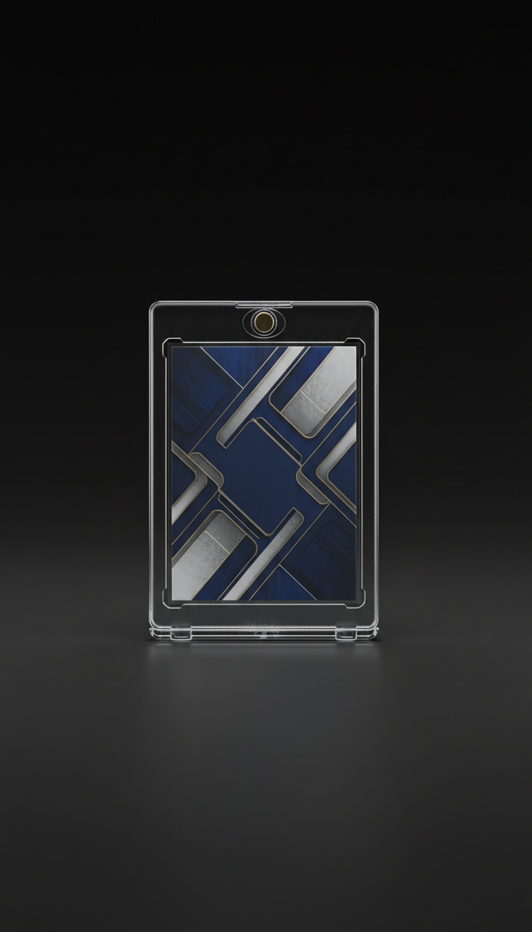 A perfectly centered image of a premium sports card pack on a neutral Jet Black background. The pack is illuminated with...
